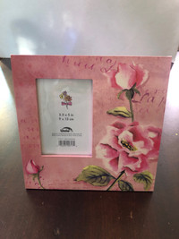 Pink Floral Picture Frame. Picture size: 3.5” x5”.