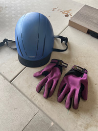 Horse riding helmets and glove 
