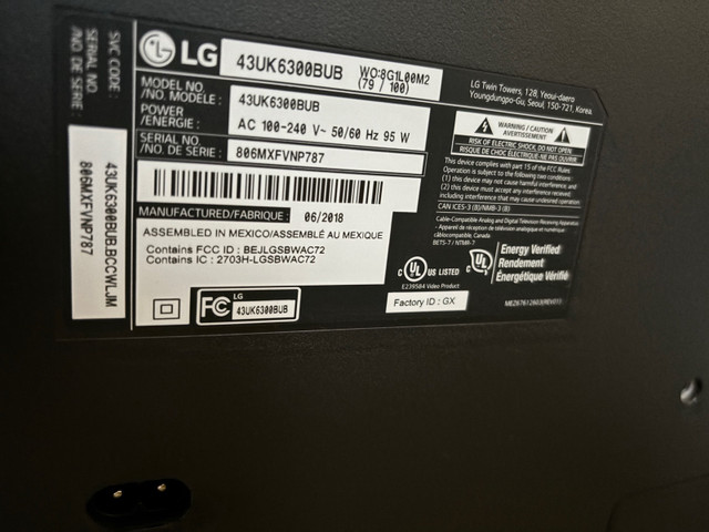 43 inch 4K Tv LG  in TVs in La Ronge - Image 2