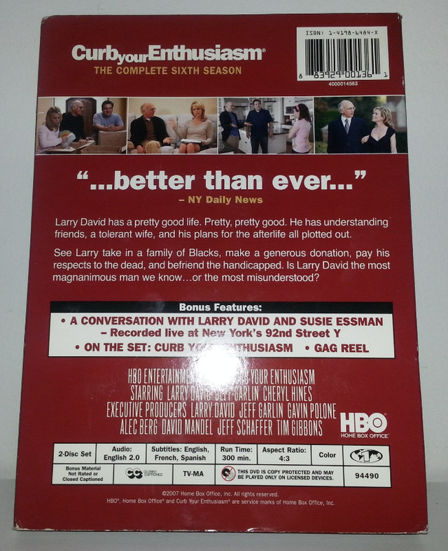 Curb Your Enthusiasm Season 6 Six DVD set. Larry David. in CDs, DVDs & Blu-ray in Oakville / Halton Region - Image 2