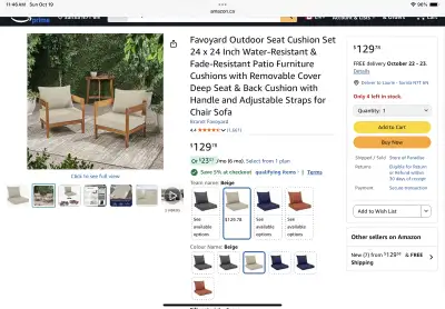 outdoor chair cushions, NEW, View more