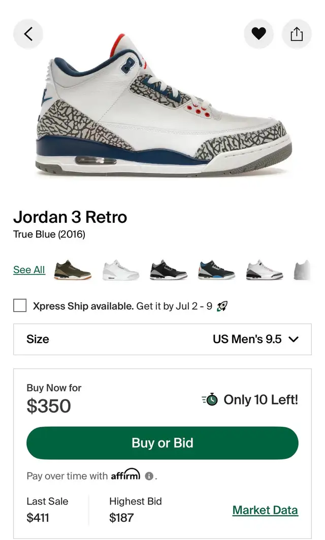 Air Jordan 3 True Blue - Size 9.5M in Men's Shoes in City of Toronto - Image 9