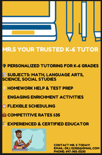 MR.S YOUR TRUSTED K-6 TUTOR