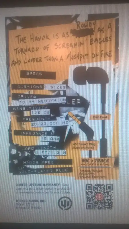 Wicked Audio Havok Earbud Headphones with Enhanced Bass, Pitch B in Headphones in Bedford - Image 2