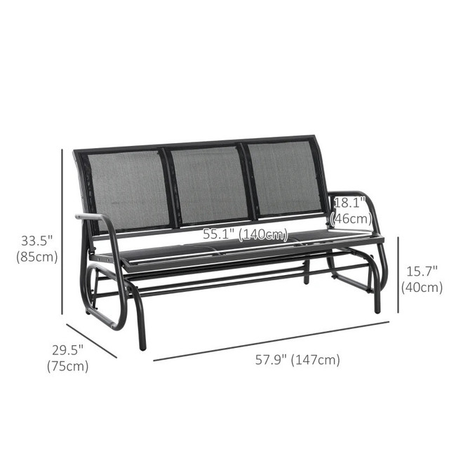  3-Seat Outdoor Glider Chair, Patio Rocking Chair, Steel Frame,  in Chairs & Recliners in Markham / York Region - Image 3