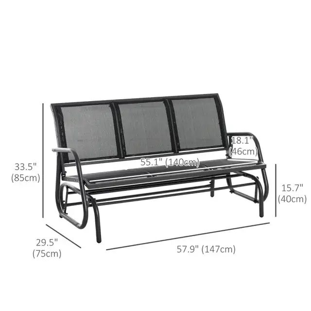 3-Seat Outdoor Glider Chair, Patio Rocking Chair, Steel Frame, in Chairs & Recliners in Markham / York Region - Image 4