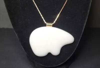 White Polar Bear Pendant Gold Tone Necklace, View more