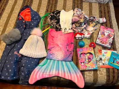 FREE - GIRL WARM JACKET , HAT, MERMAID TAIL, ASSORTED ITEMS, View more