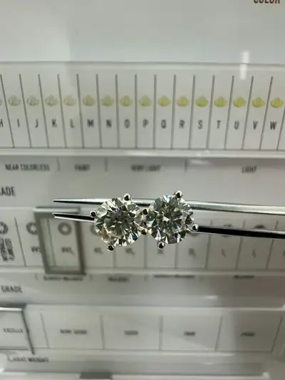 Classic 1.50 CTS Each Round Lab Diamond Stud Earrings ( 3 CTW ) , View more