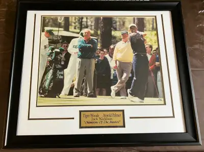 3 Framed Golf Greats Photos (pending), View more