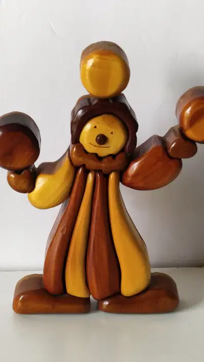 Vintage Wooden Handcrafted Clown Wall hanging 7"×6", View more
