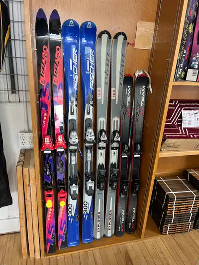 Skiis, pole and boots, View more