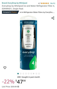 Everydrop by Whirlpool Ice and Water Refrigerator Filter 4, EDR4
