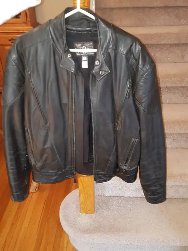 Black Leather Men's  Lined Jacket Size XL in Other in Chatham-Kent - Image 2