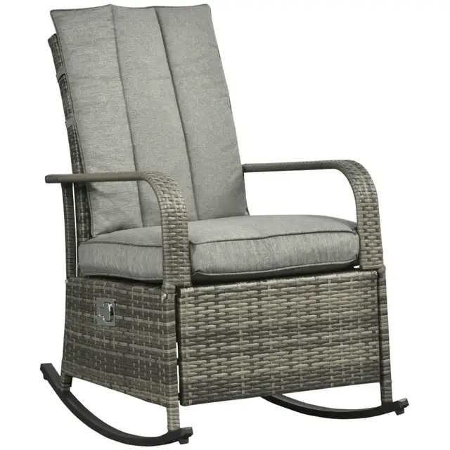 Outdoor Wicker Rocking Chair, Patio PE Rattan Recliner Chair in Chairs & Recliners in Markham / York Region - Image 4