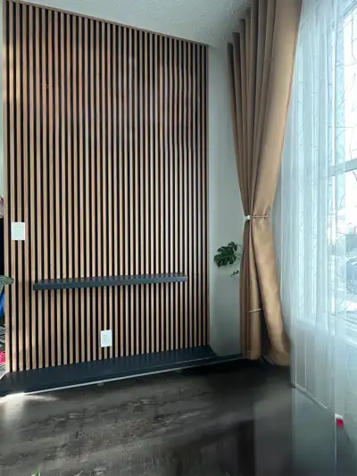 Wall panel, floating shelving and built-ins, TV mounting and wall backing, carpentry, framing and co...