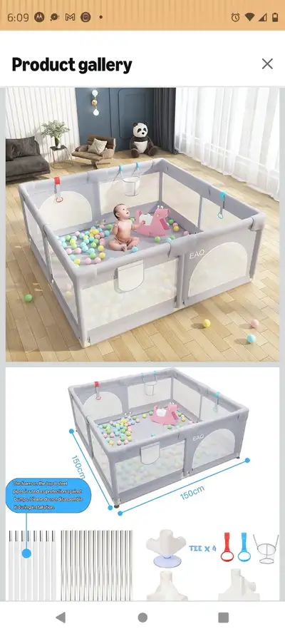 New Large Grey Baby Playpen or Pet Playard, View more