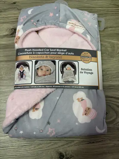 B&B plush hooded car seat blanket baby couverture siège d’auto  , View more
