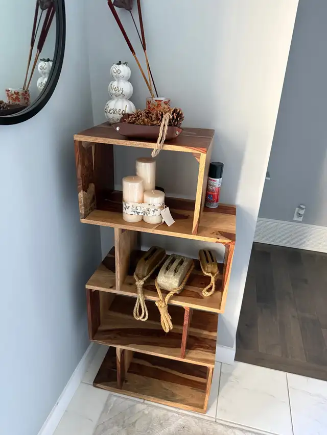 Real Acacia Wood Bookshelf As New! in Bookcases & Shelving Units in Edmonton - Image 3