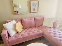 Pink Velvet Sectional Sofa