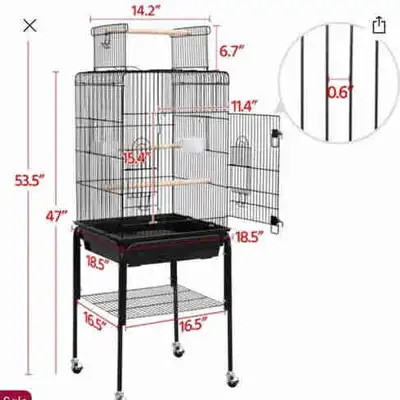 Bird Cage with Wheels, View more