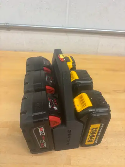 DeWaukee (DeWalt and Milwaukee M18) 6-pack Battery Caddy Holder, View more