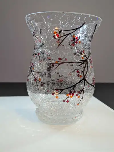 NEW - YANKEE Candle Crackle Berry Glass Votive Holder , View more