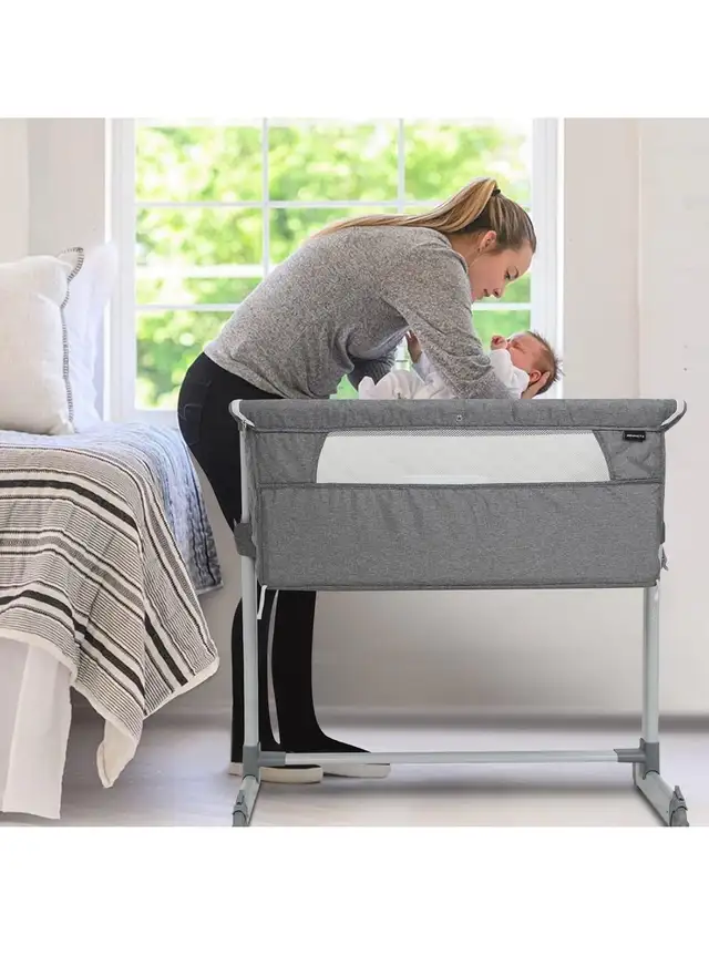 3 in 1 Baby Bassinet Bedside Sleeper, Bedside Crib with 6 Adjust in Cribs in Hamilton - Image 7