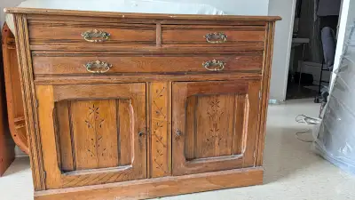 Solid Oak Sideboard Buffet Cabinet – Vintage, View more