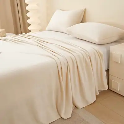 NEW Milk Velvet Flat Sheet | Ultra Soft & Warm | Cream White, View more