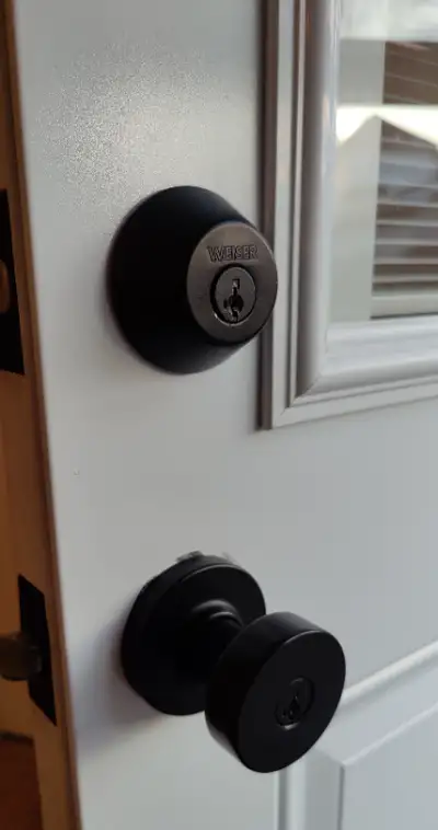 Weiser door handle deadbolt and keyed entry, View more