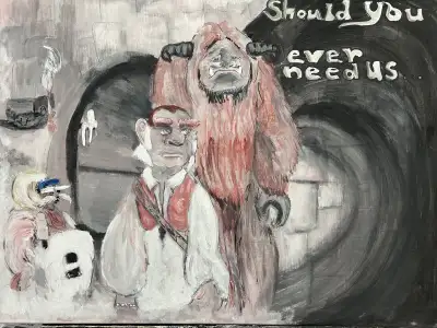 18x24inch acrylic painting. Labriynth characters. Sorry no refunds. Cash or e-transfer only. Payment...