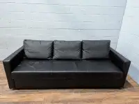 Black leather sofabed - free delivery