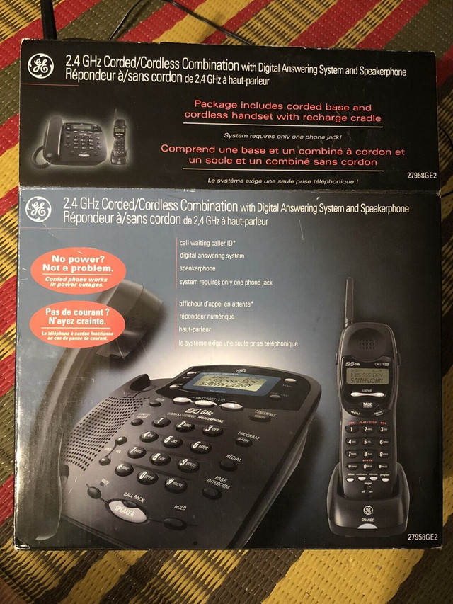 GE Corded/cordless phone with answering system and speakerphone in Home Phones & Answering Machines in City of Toronto - Image 2