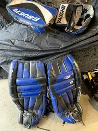 Goalie pads, glove and blocker