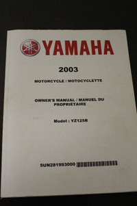 YAMAHA MOTORCYCLE 2003 OWNERS MANUAL