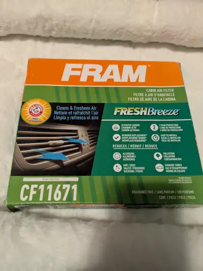 FRAM CF11671 Fresh Breeze Cabin Air Filter with Arm & Hammer Baking Soda, for Select Mazda and Ram V...