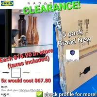 CLEARANCE! 5x Pack Ikea BESTÅ Glass Shelves 56x36cm 22x141/8"