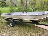 14 foot aluminum boat, trailer and motor
