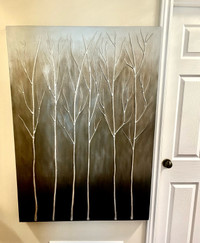 Striking silouettes  on canvass; Large Silver Trees o