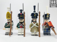 4 Pieces Custom Lego Compatible Napoleonic War Russian Soldiers