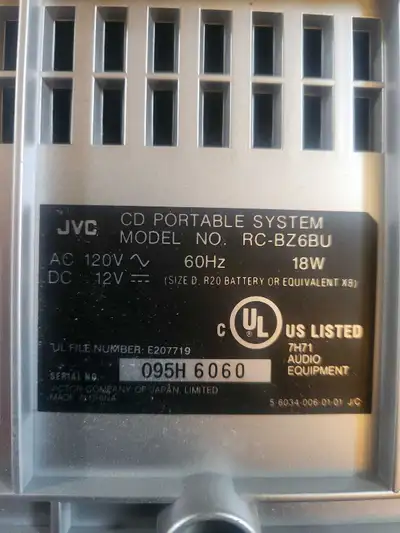 JVC Portable Stereo RC-B76BU, View more