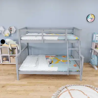 Single over double bunk bed solid wood, View more