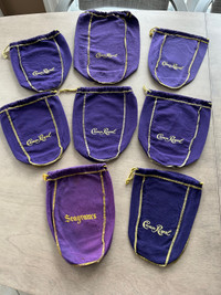  8 Vintage Crown Royal collectables with  One Seagram felt bags 