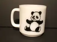 Vintage Panda Glasbake Pyrex Fire King White Milk Coffee Mug Cup