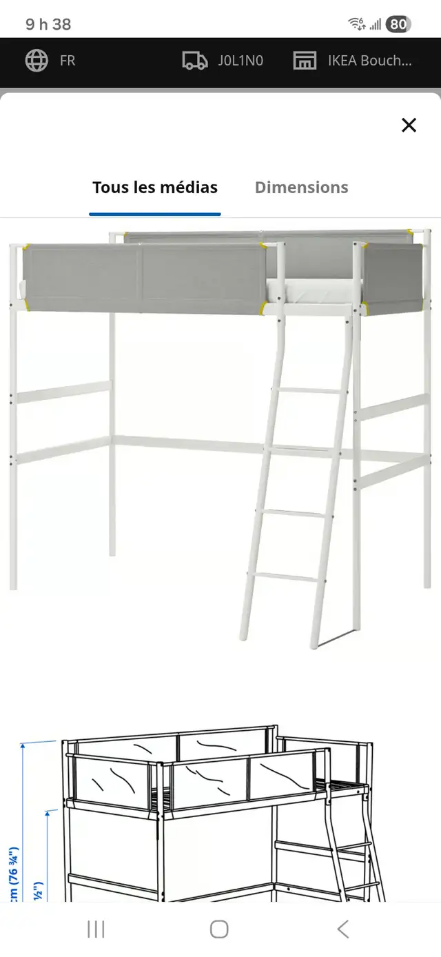 Lit mezzanine simple avec matelas in Beds & Mattresses in Longueuil / South Shore - Image 3