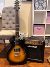 Epiphone electric guitar w Marshall amp