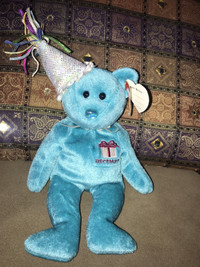 TY Beanie Babies - DECEMBER BIRTHDAY Bear with Hat 