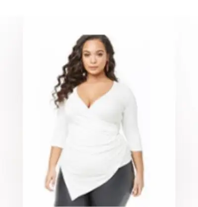 Plus size Asymmetrical surplice top, View more