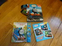 3 Thomas the Engine interactive  books & 2 trains